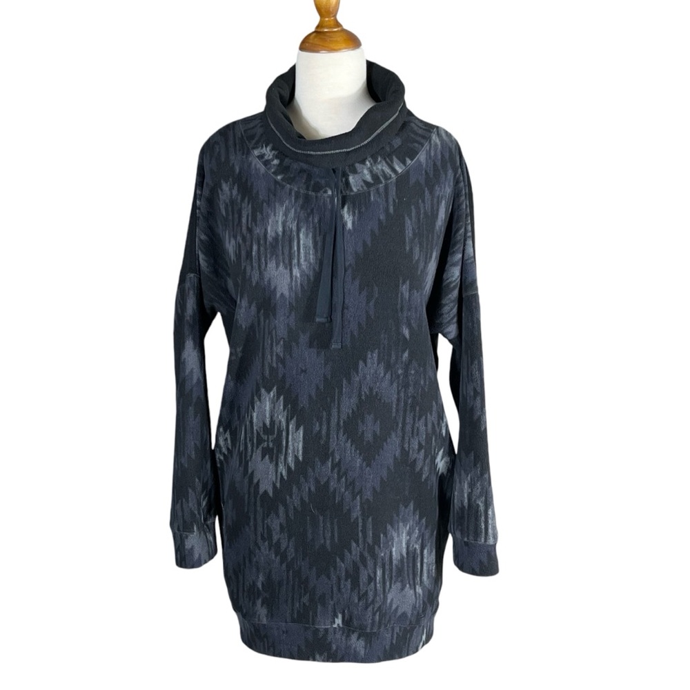 Cuddl Duds Fleece Loungewear Pullover Aztec Style Cowl Neck Tunic Size Small